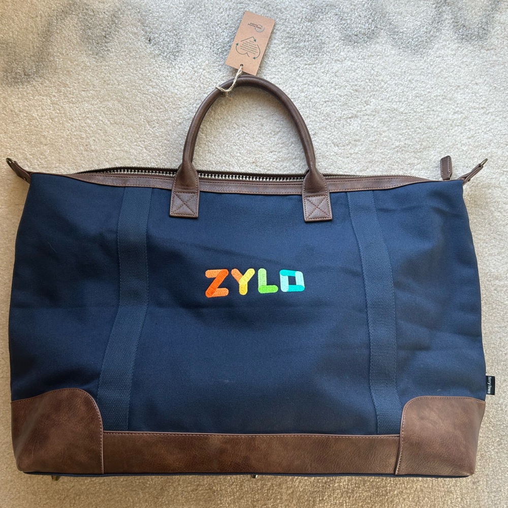 Navy and Brown Touring Luxe weekender Bag